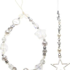 Beaded Phone Charms, Pearl Bracelet Wrist Strap Lanyard, Cute Camera Charm Strap